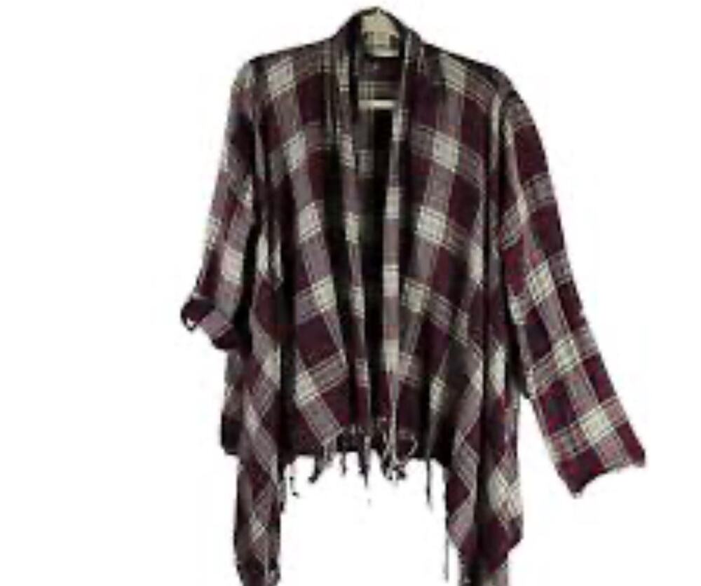 M Altar'd State plaid open-front cardigan wrap waterfall